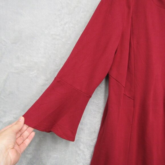 Womens J Jill Ponte Bell Sleeve Shift Dress With Pockets Cranberry Red Small - Picture 2 of 14